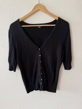 Ann Taylor Silk Blend Cardigan Black Classic Capsule | Medium